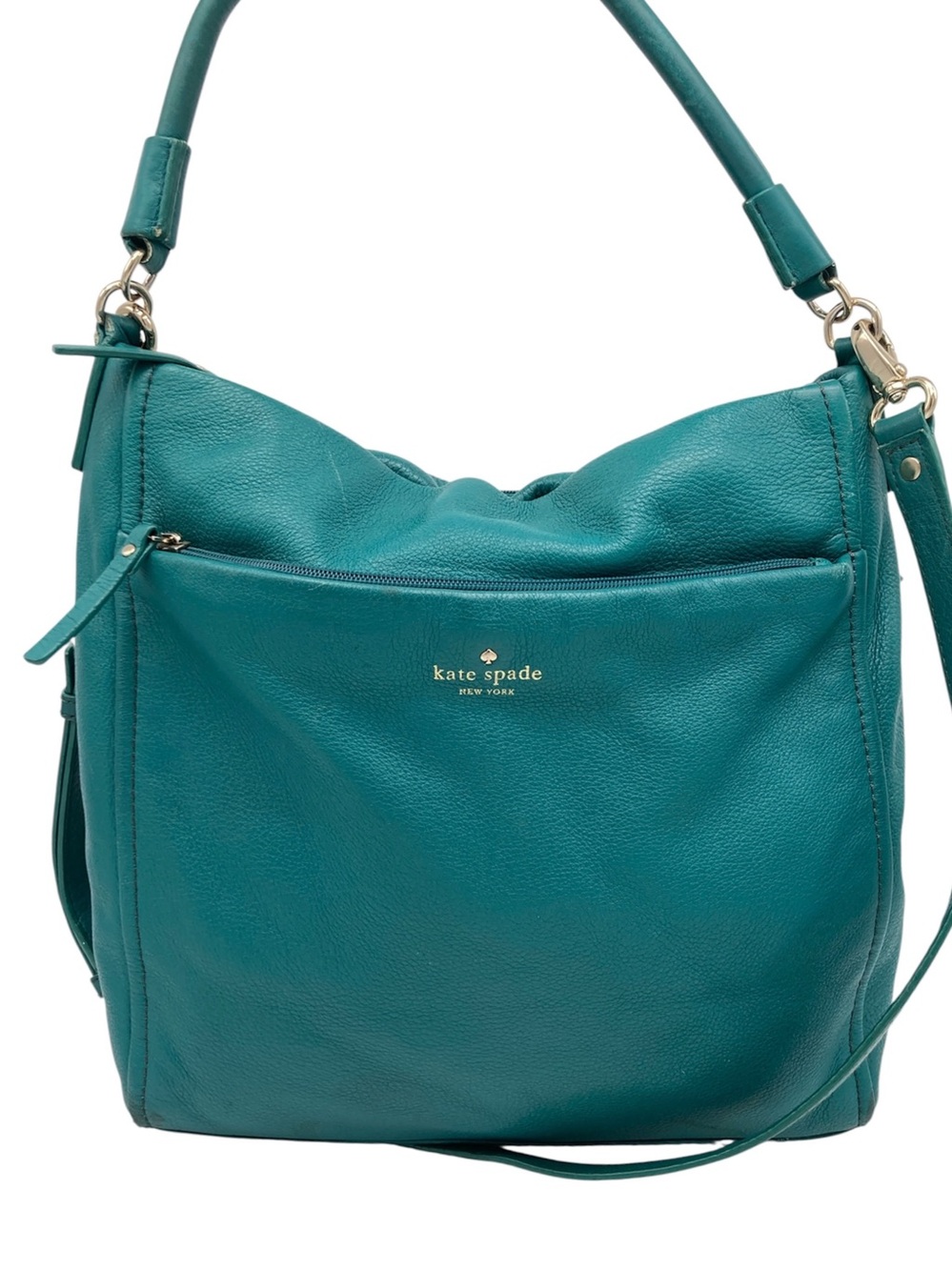 Kate Spade Teal Green Oversized Slouchy Leather Hobo Bag